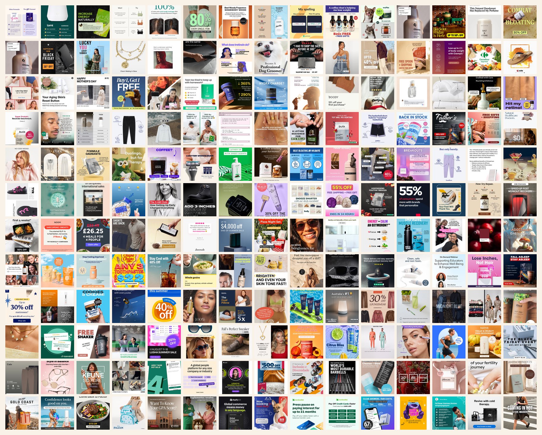 Mosaic preview of the template library used for static ad generation